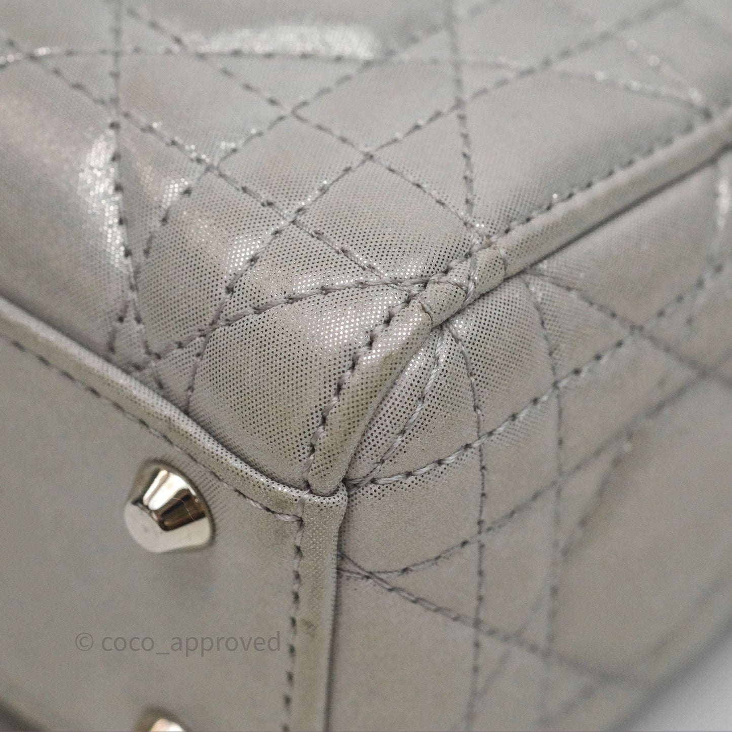 Christian Dior Calfskin Cannage Mini Lady Dior Grey