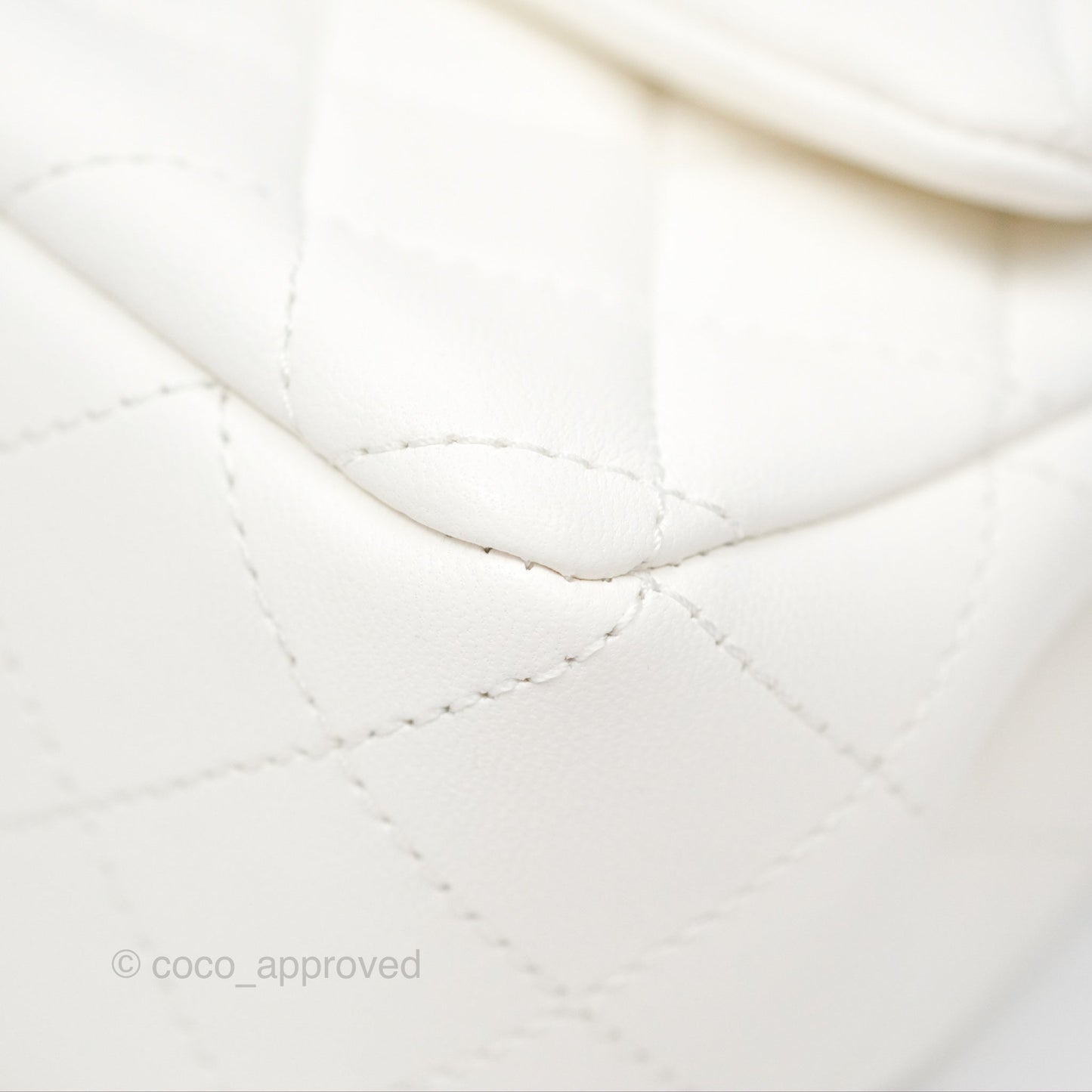 Chanel Mini Rectangular Pearl Crush Quilted White Lambskin Aged Gold Hardware
