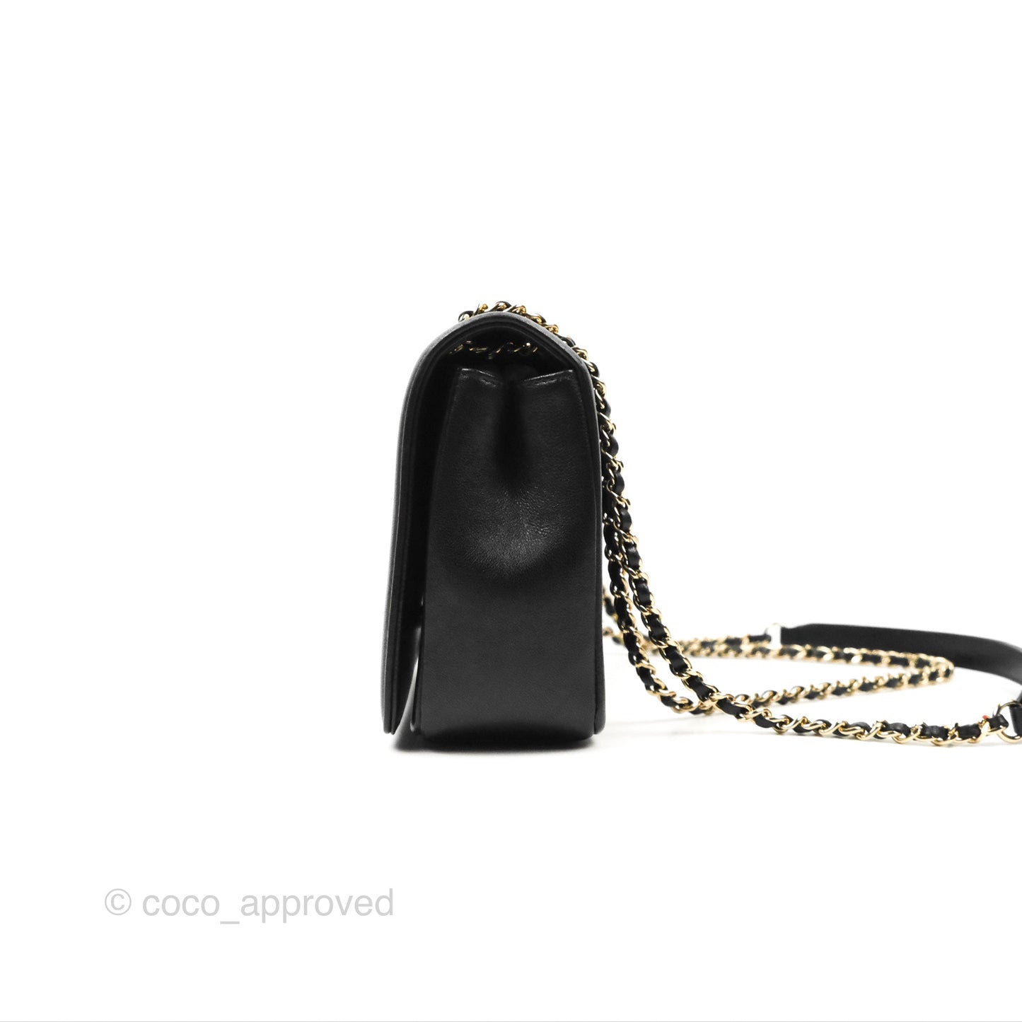 Chanel Chevron Mademoiselle Flap Bag Black Sheepskin Gold Hardware