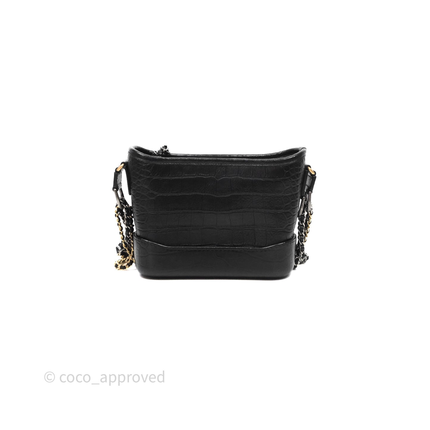 Chanel Crocodile Embossed Calfskin Small Gabrielle Cocodile Hobo Black