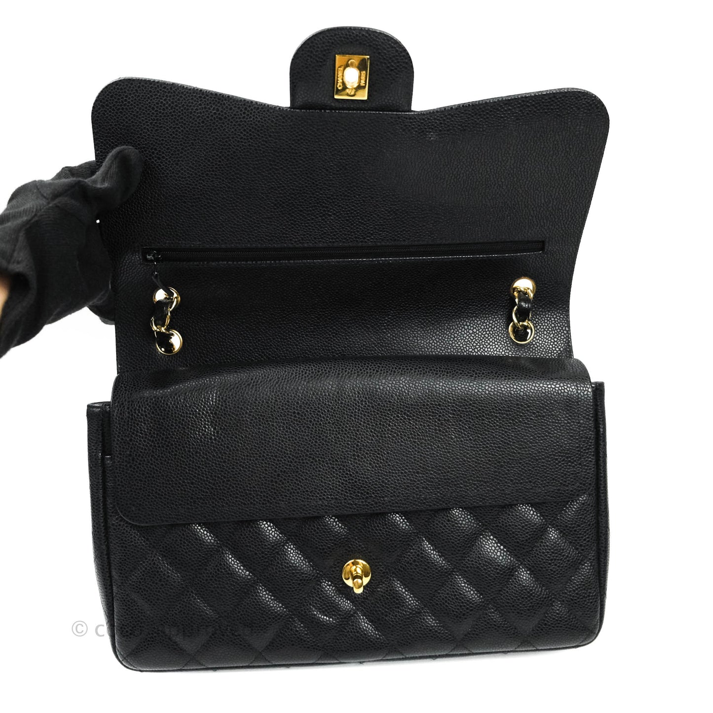Chanel Jumbo Double Flap Black Caviar Gold Hardware⁣⁣