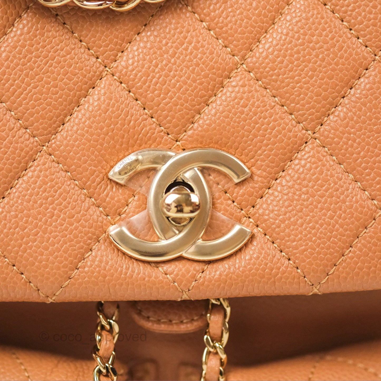Chanel Duma Backpack Medium Dark Caramel Beige Caviar Gold Hardware