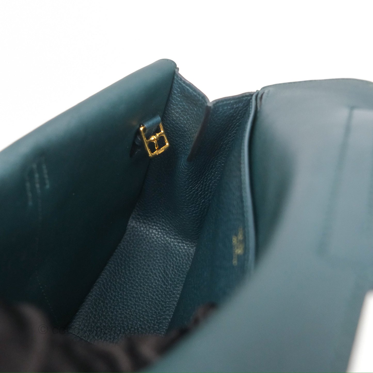 Hermès Halzan 25 Taurillon Clemence 60 Vert Cypres Gold Hardware
