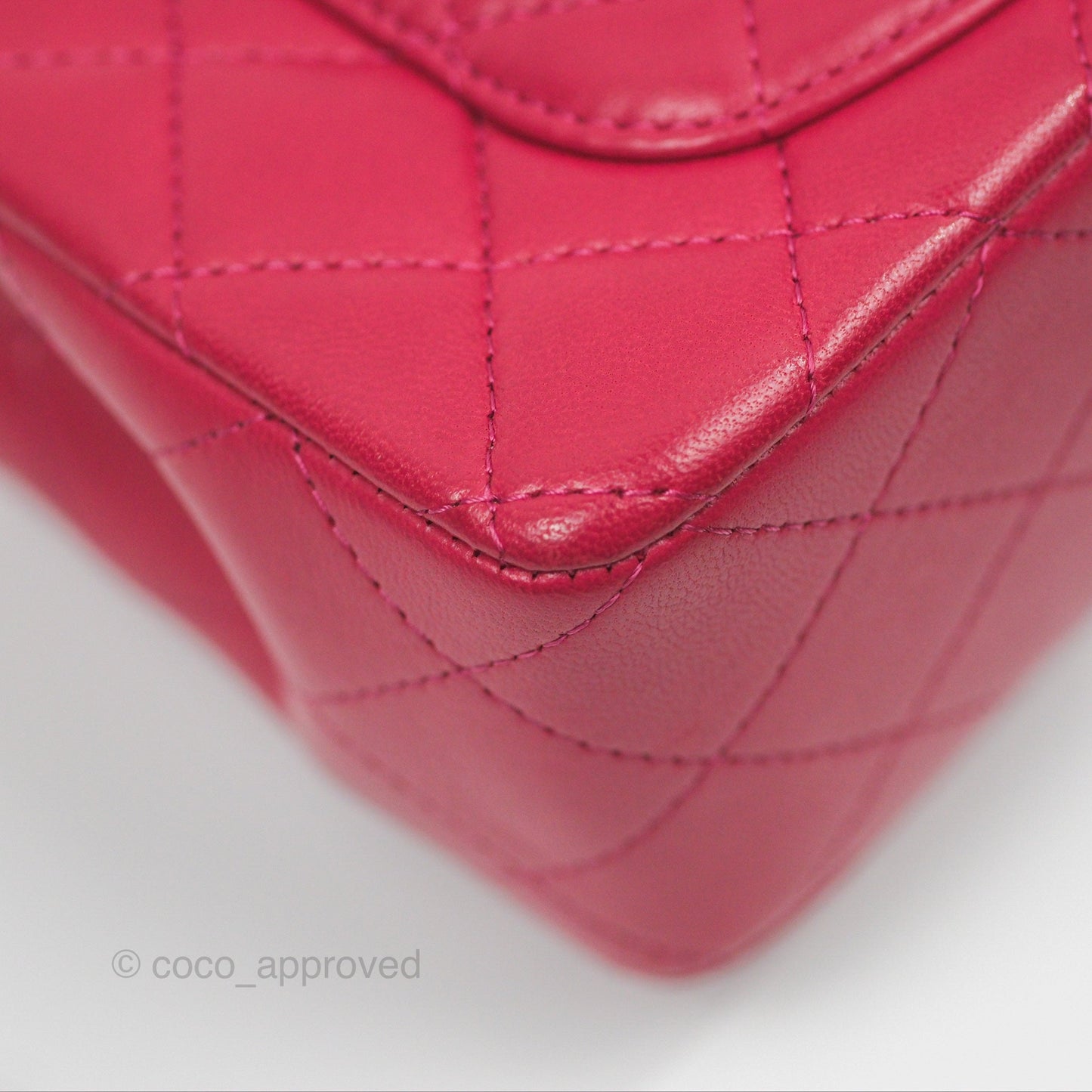 Chanel Top Handle Mini Rectangular Flap Bag Berry Red Lambskin Aged Gold Hardware