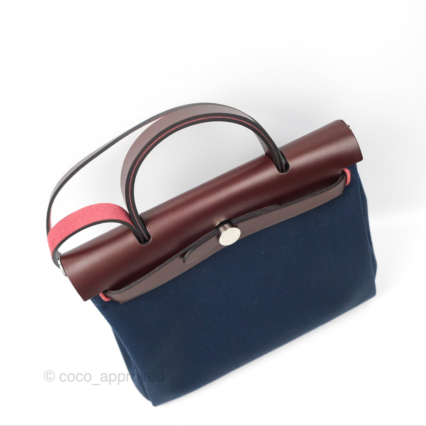 Hermès Herbag Zip 31 Bleu Marine/ Rouge Sellier Canvas Palladium Hardware