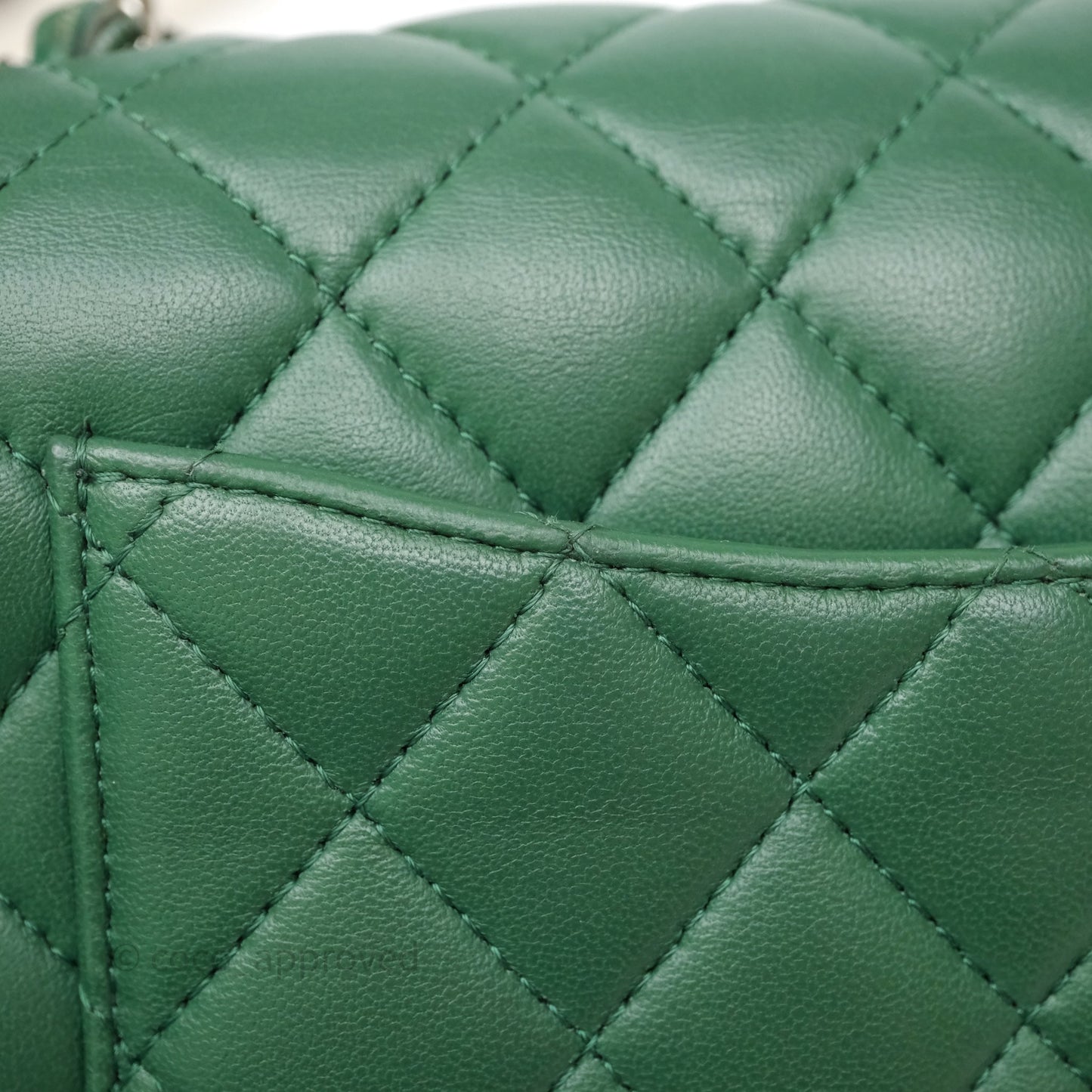 Chanel Quilted Mini Rectangular Green Lambskin Silver Hardware