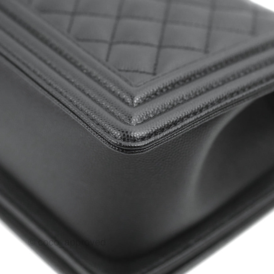 Chanel Quilted Medium Boy Black Caviar Aged Gold Hardware