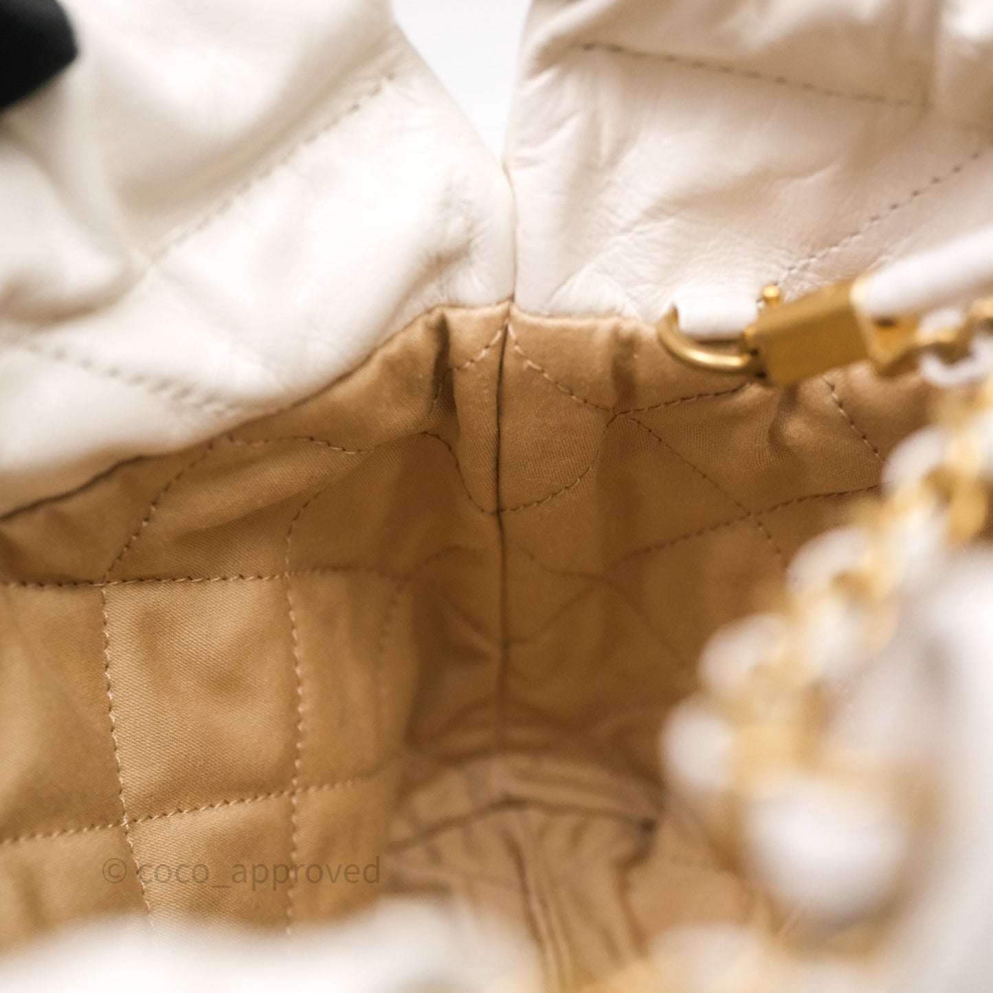 Chanel 22 Mini Bag White Calfskin Aged Gold Hardware
