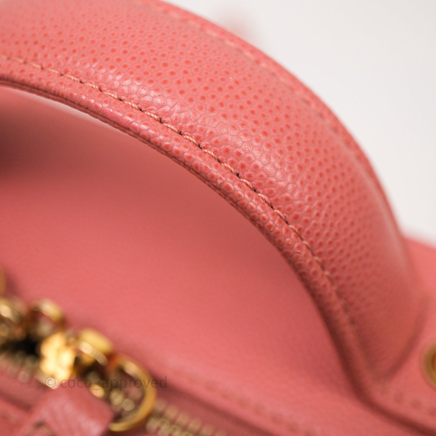 Chanel Medium CC Filigree Vanity Case Quilted Pink Caviar Aged Gold Hardware