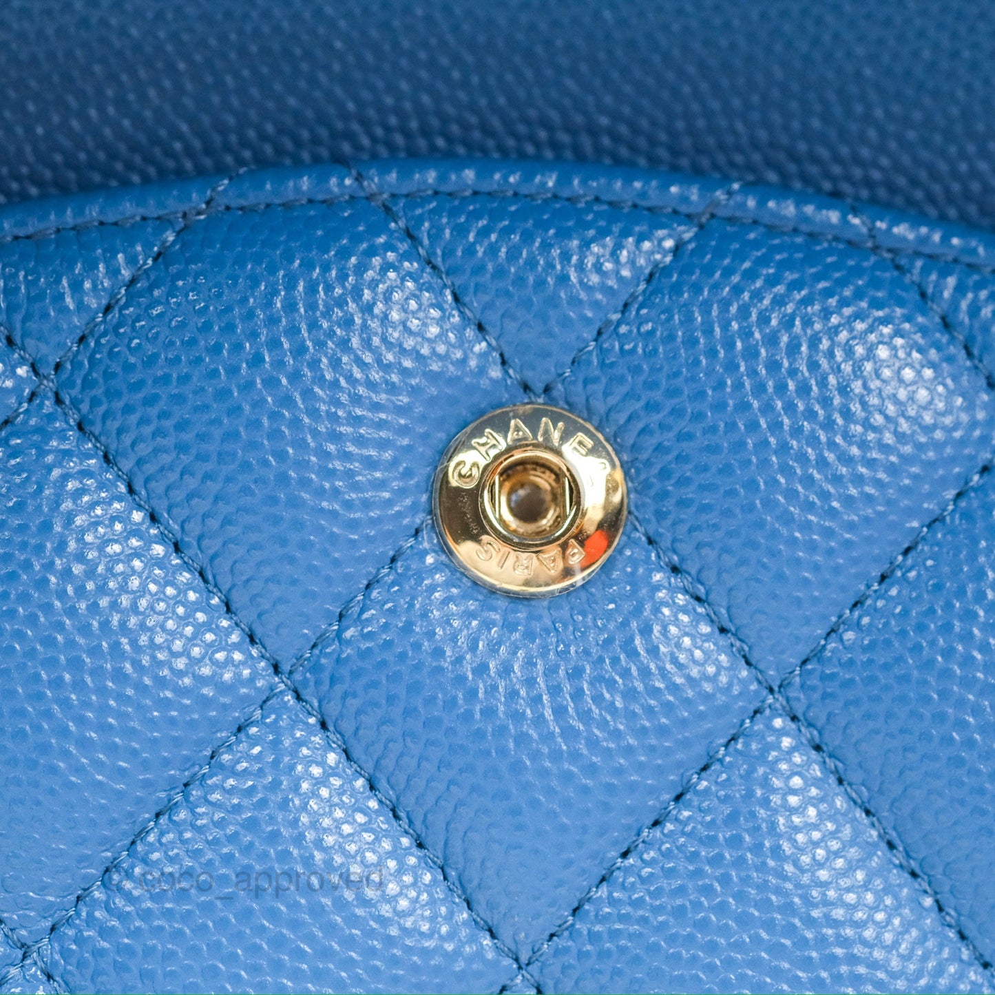 Chanel Classic M/L Medium Flap Quilted Blue Caviar Gold Hardware