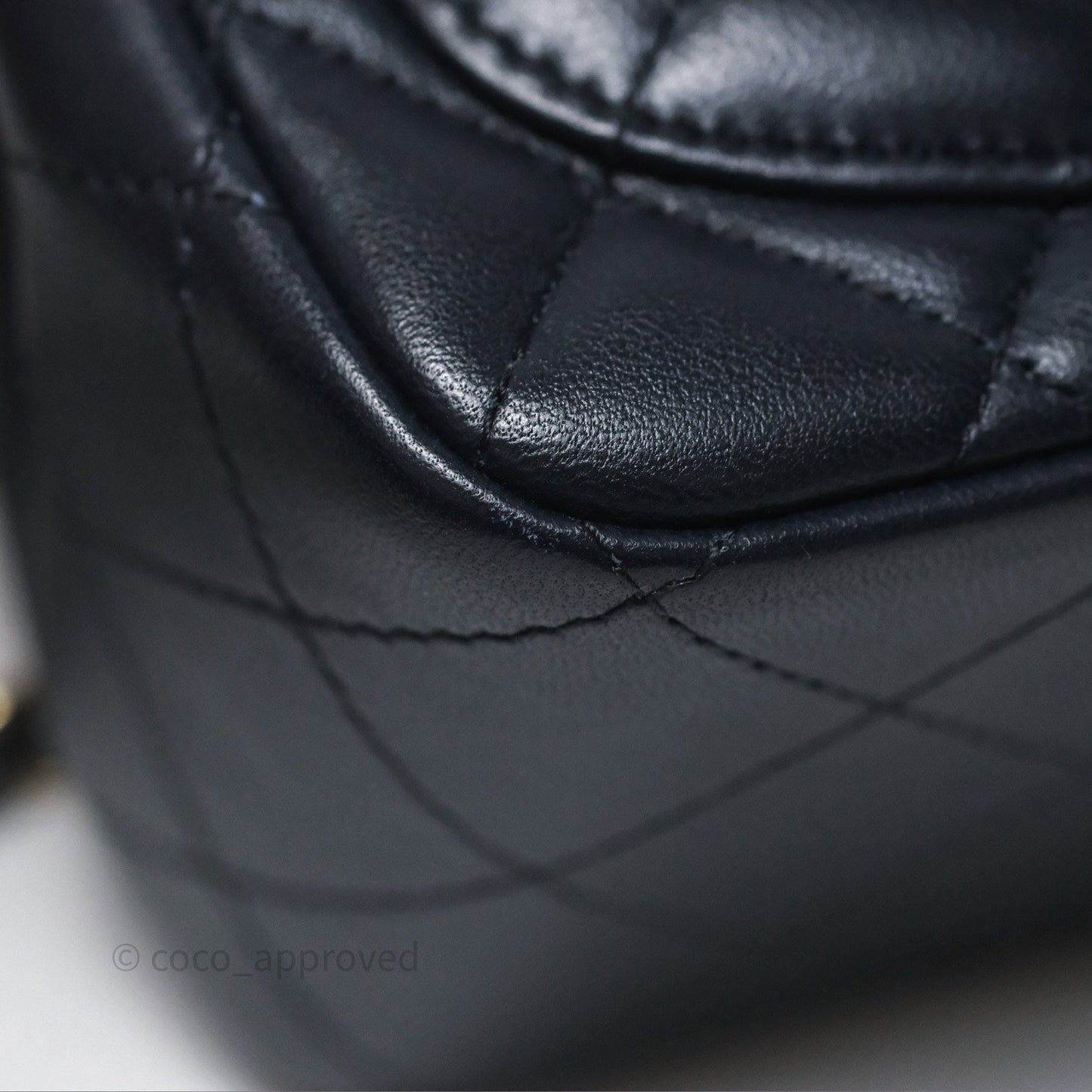 Chanel Mini Square Flap Quilted Navy Lambskin Gold Hardware