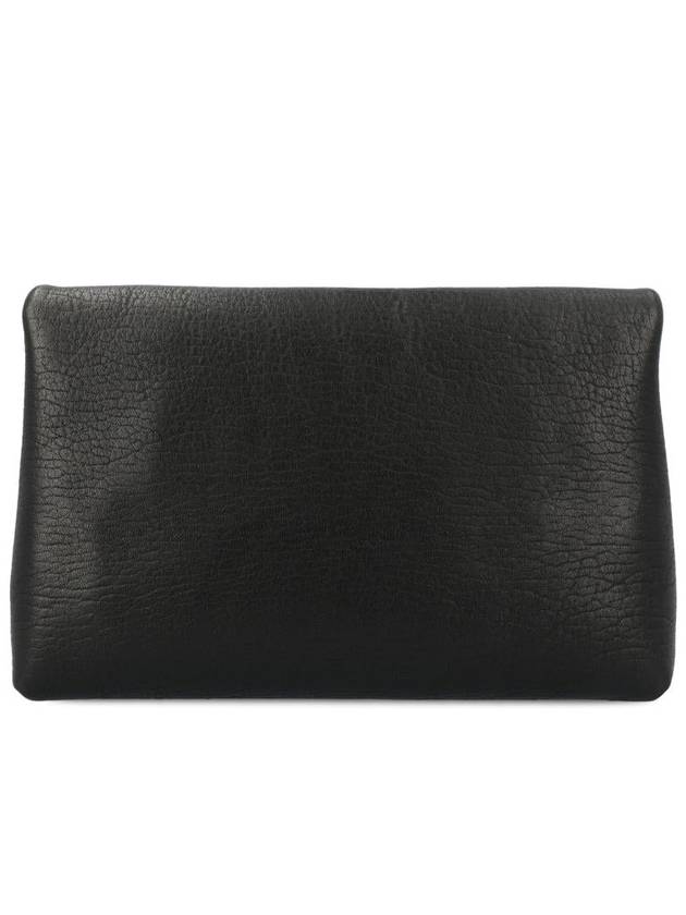 Luxury Saint Laurent Cassandre Embellished Leather Clutch Bag Black