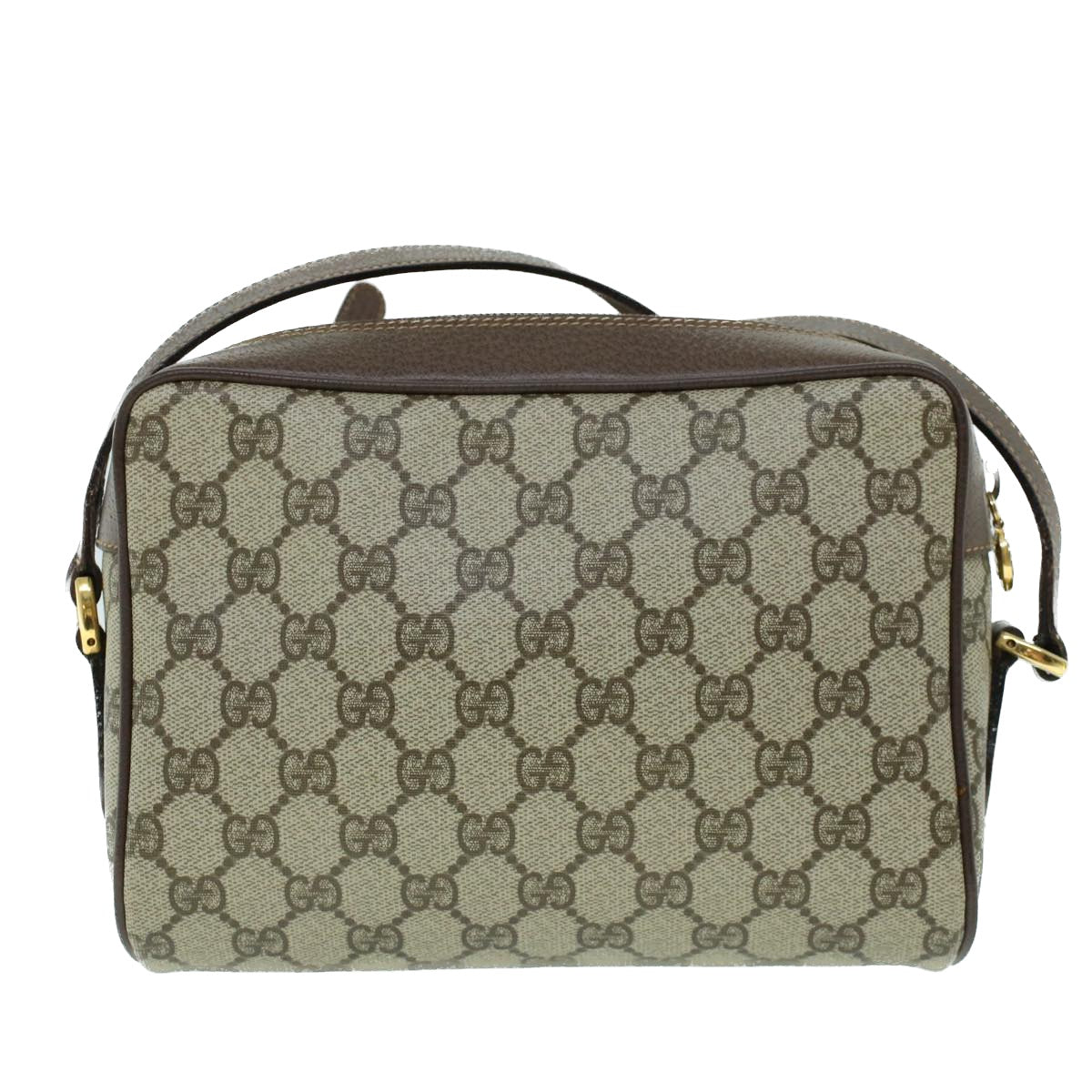 Luxury Gucci GG Canvas Web Sherry Line Shoulder Bag PVC Leather Beige Green  54004