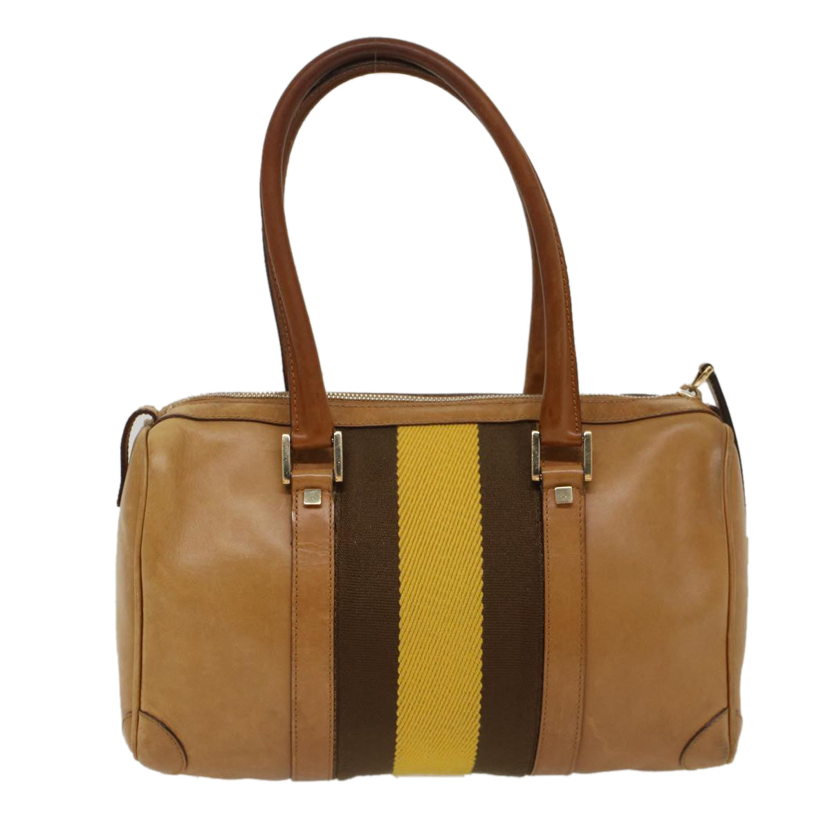 Luxury Gucci Sherry Line Hand Bag Canvas Leather Brown Yellow 000 0851  54007