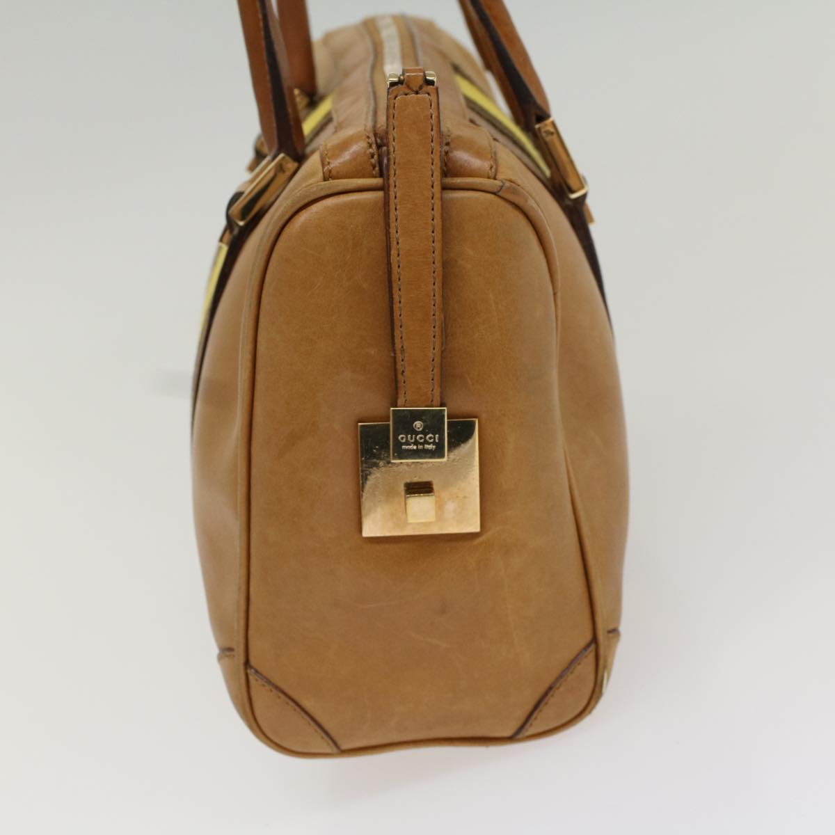 Luxury Gucci Sherry Line Hand Bag Canvas Leather Brown Yellow 000 0851  54007