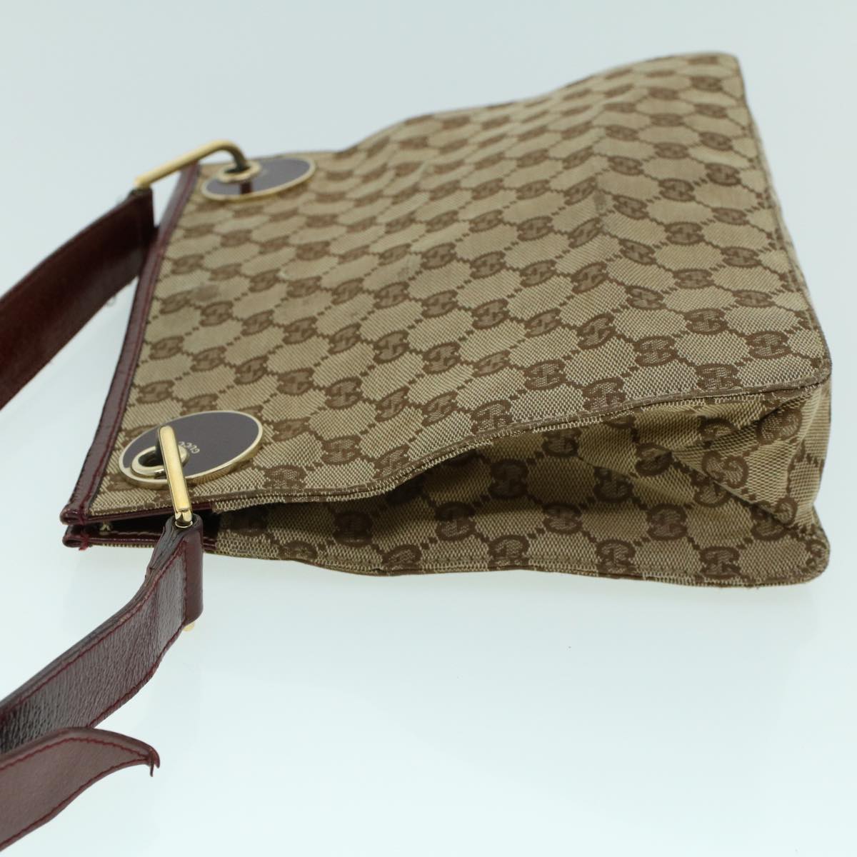 Luxury Gucci GG Canvas Shoulder Bag Canvas Patent Beige Red  54009