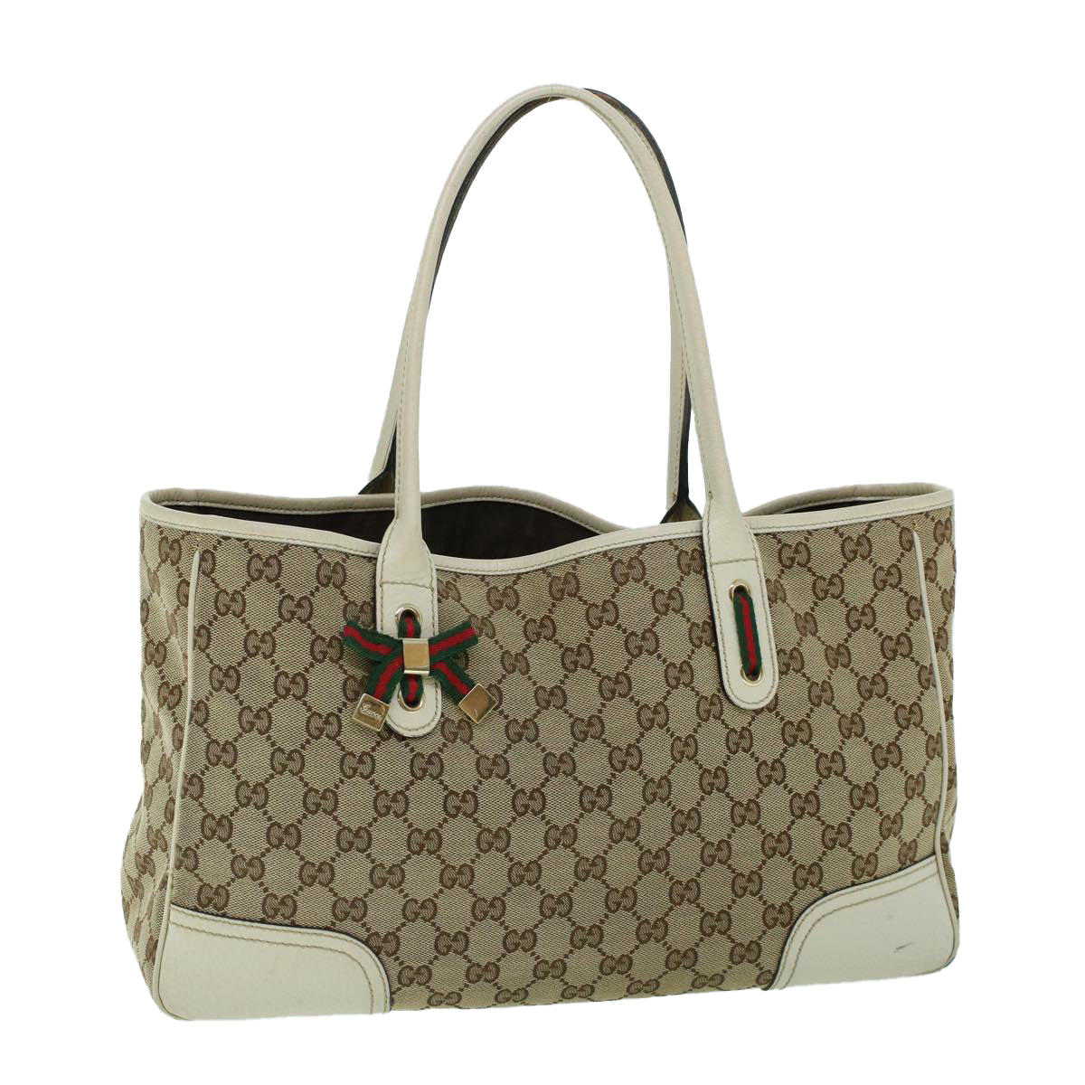 Luxury Gucci GG Canvas Web Sherry Line Tote Bag Beige Red Green 163805  54012