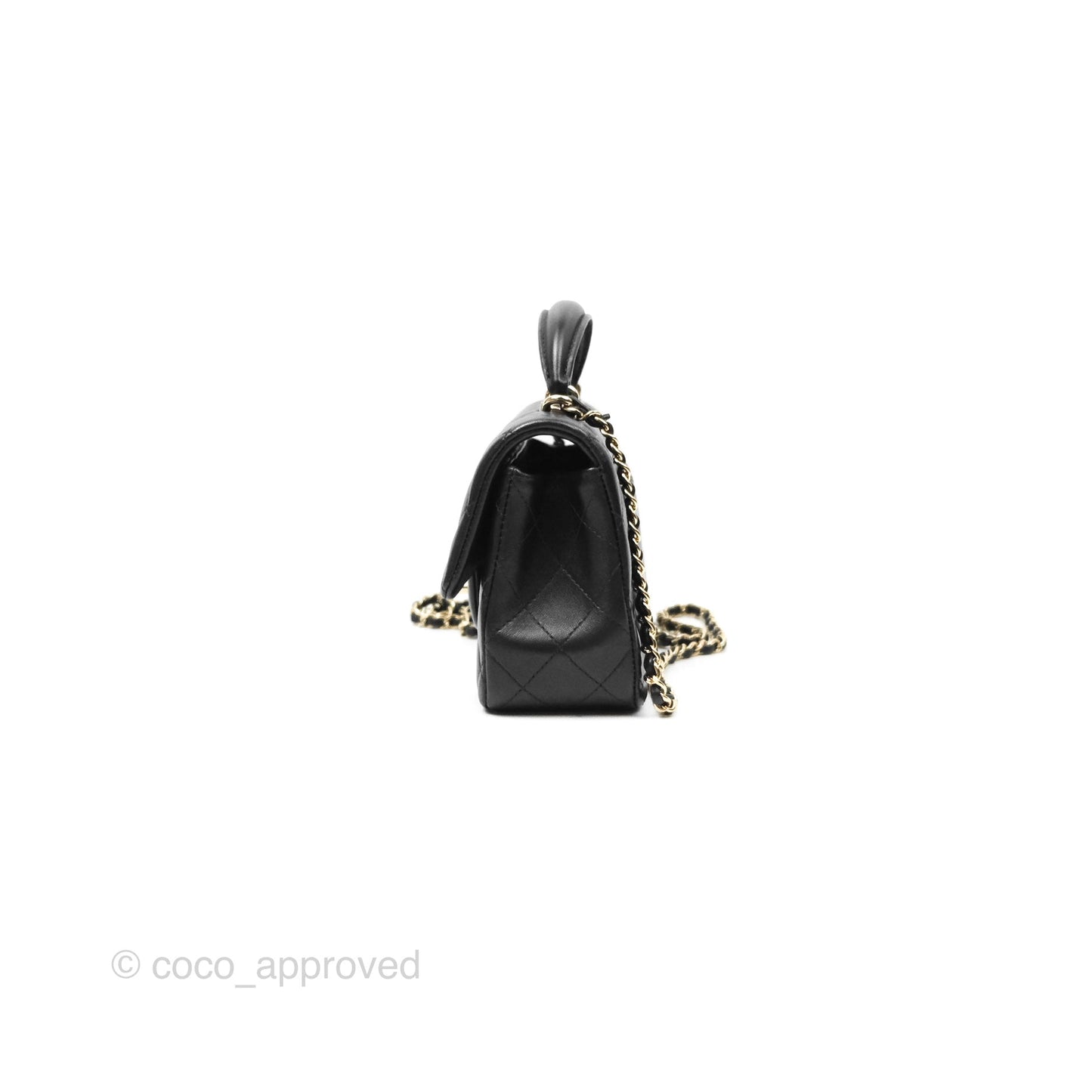 Chanel Top Handle Mini Rectangular Flap Bag Black Lambskin Gold Hardware