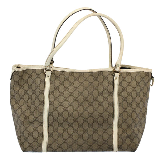Luxury Gucci GG Supreme Tote Bag PVC Leather Beige 197953  54015