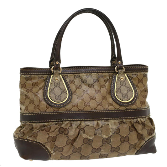 Luxury Gucci GG Crystal Hand Bag Leather Beige 223964  54016