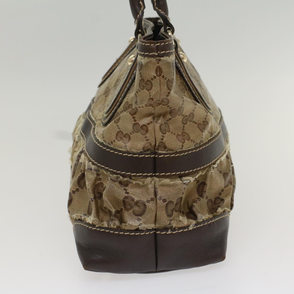 Luxury Gucci GG Crystal Hand Bag Leather Beige 223964  54016