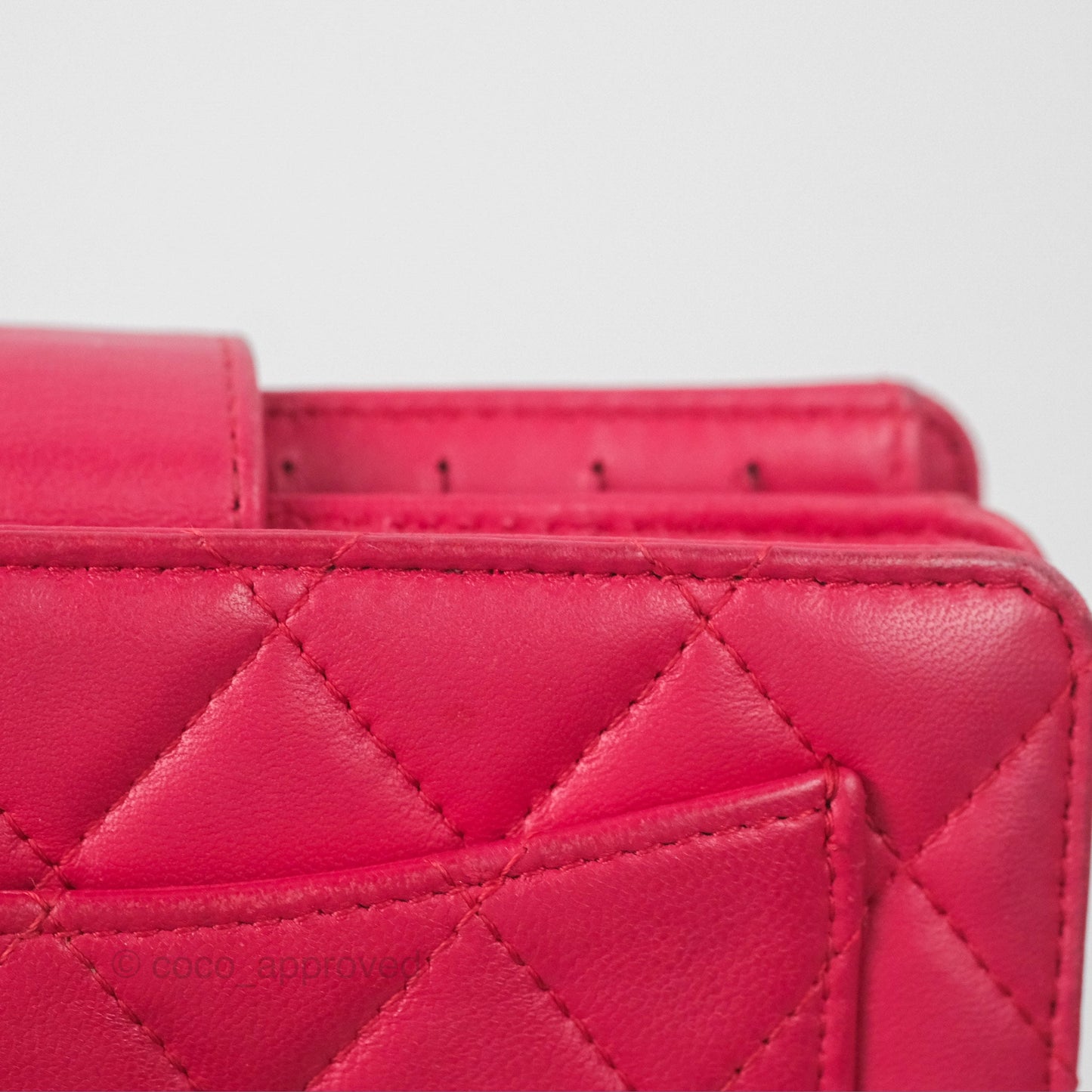 Chanel Quilted Classic French Wallet Lambskin Red Silver Hardware