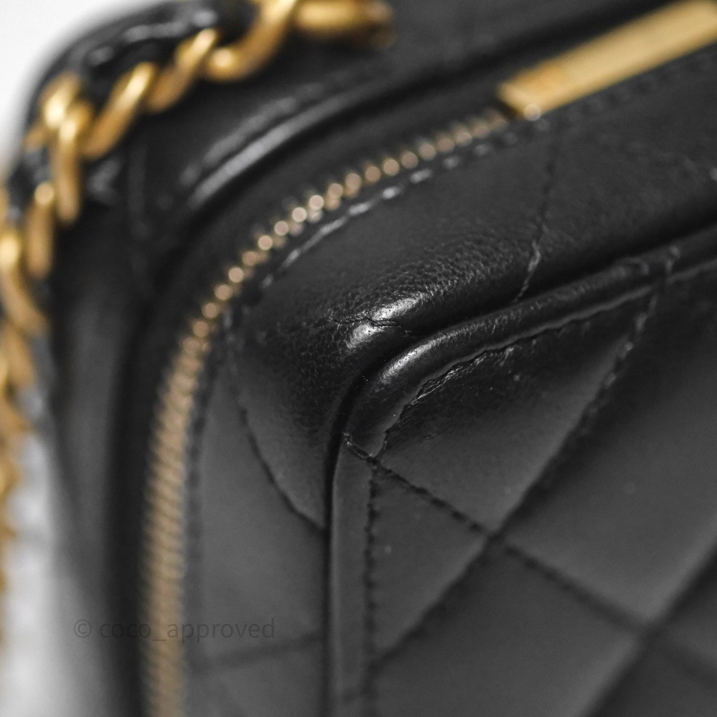 Chanel Top Handle Vanity Case Black Lambskin Aged Gold Hardware 22A
