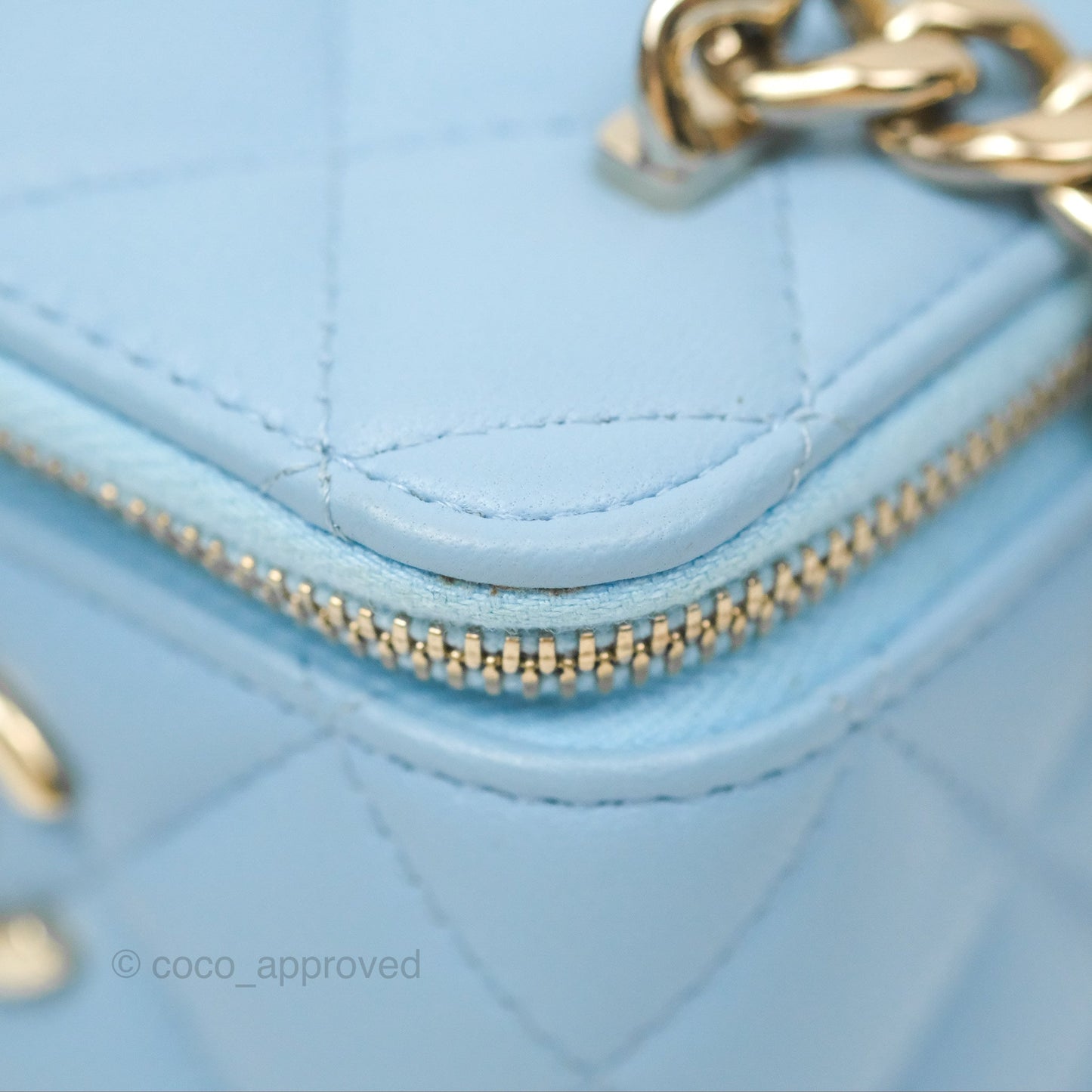 Chanel Mini Vanity Coco Chain Blue Lambskin Gold Hardware