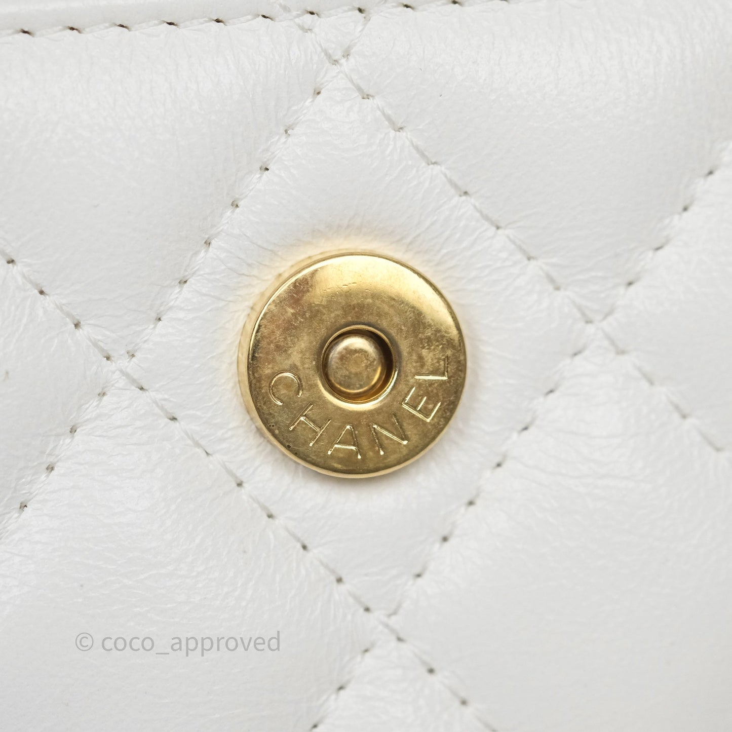 Chanel Dynasty Phone Holder with Chain White Ivory Lambskin Aged Gold Hardware
