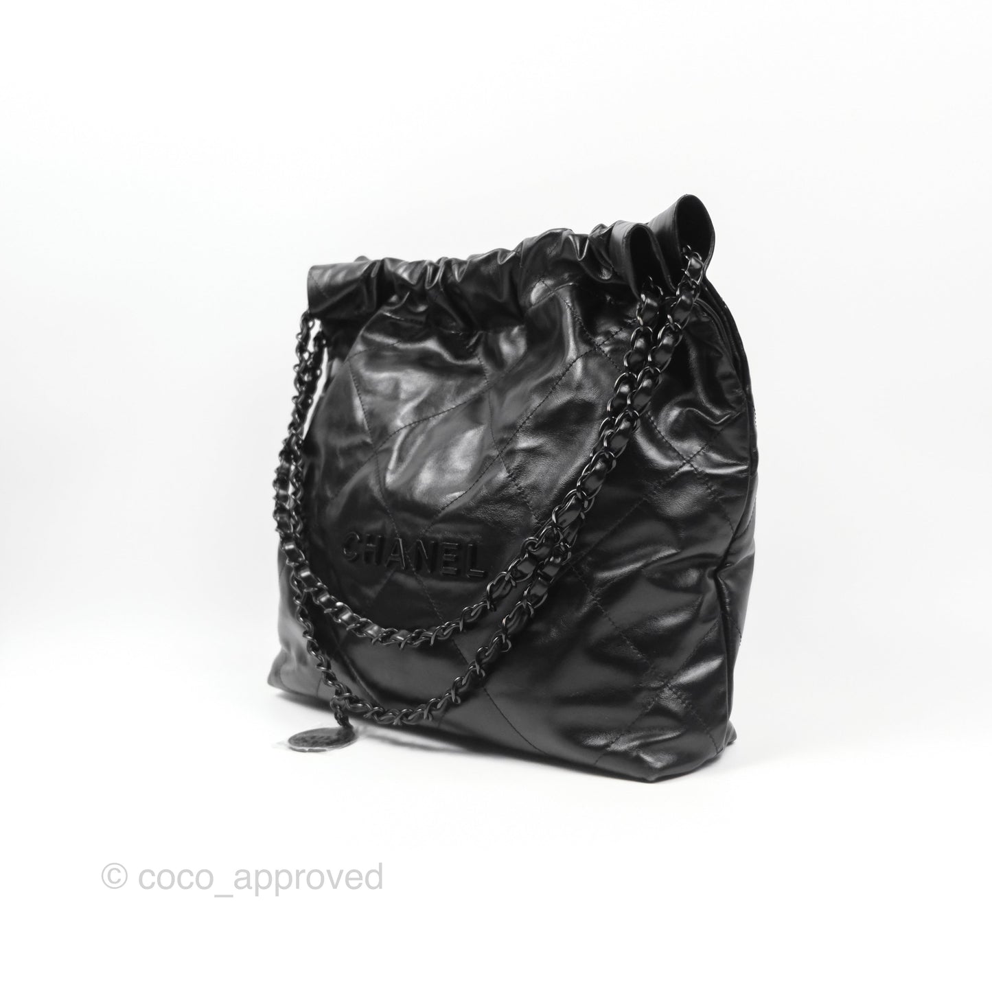 Chanel 22 Small Black Calfskin So Black Hardware