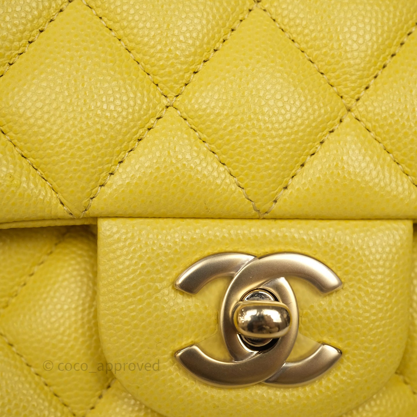 Chanel Small Classic Flap Quilted Yellow Caviar Gold Hardware