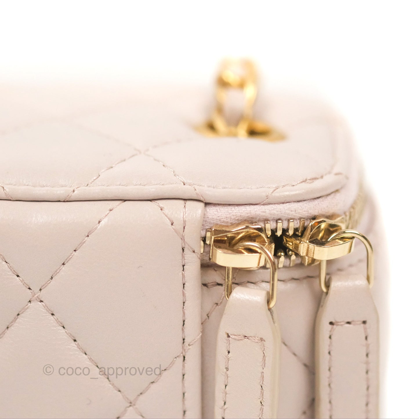 Chanel Classic Pearl Crush Mini Vanity With Chain Lilac Pink Lambskin Aged Gold Hardware