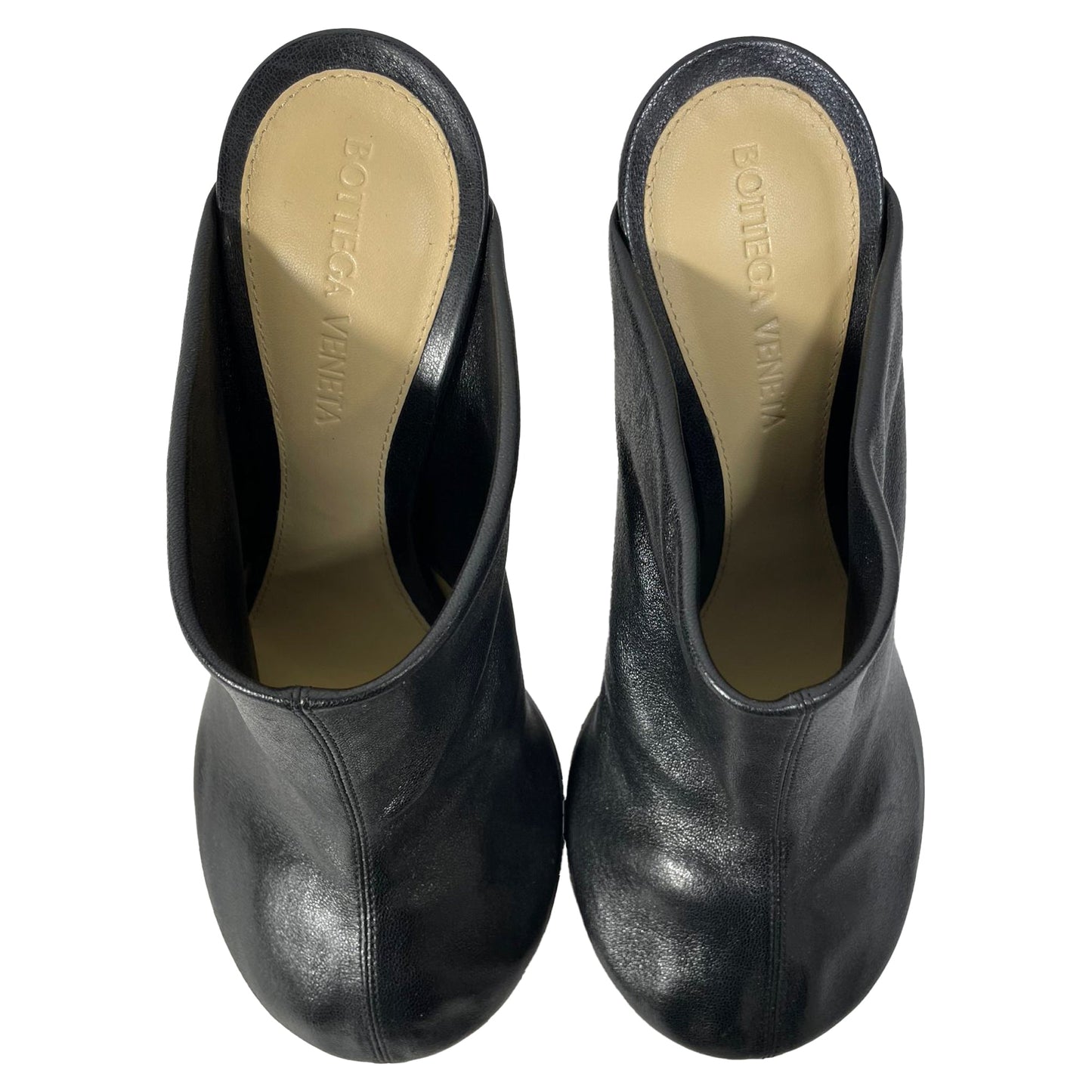 Luxury Bottega Veneta Dot Sock Mules in Black Lambskin Leather