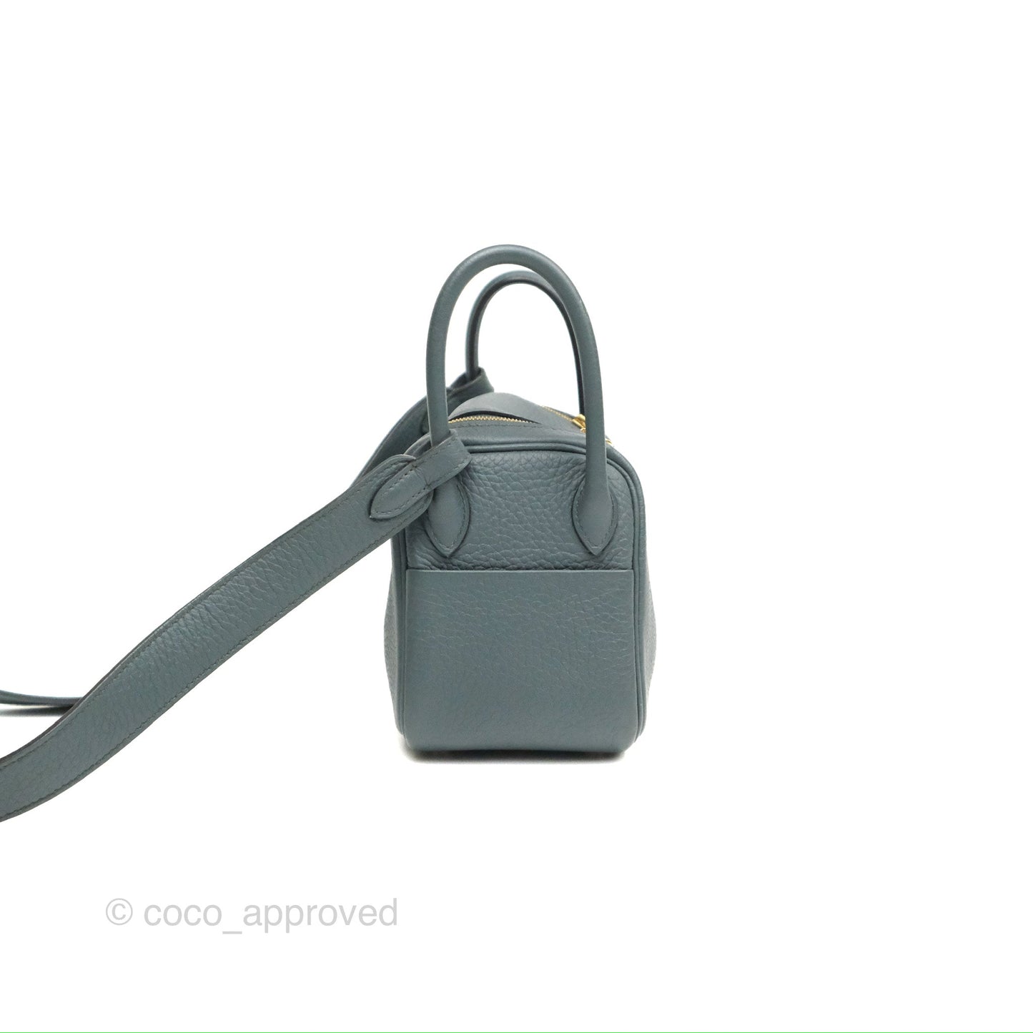 Hermès Mini Lindy 20 Bleu Orage Clemence Gold Hardware