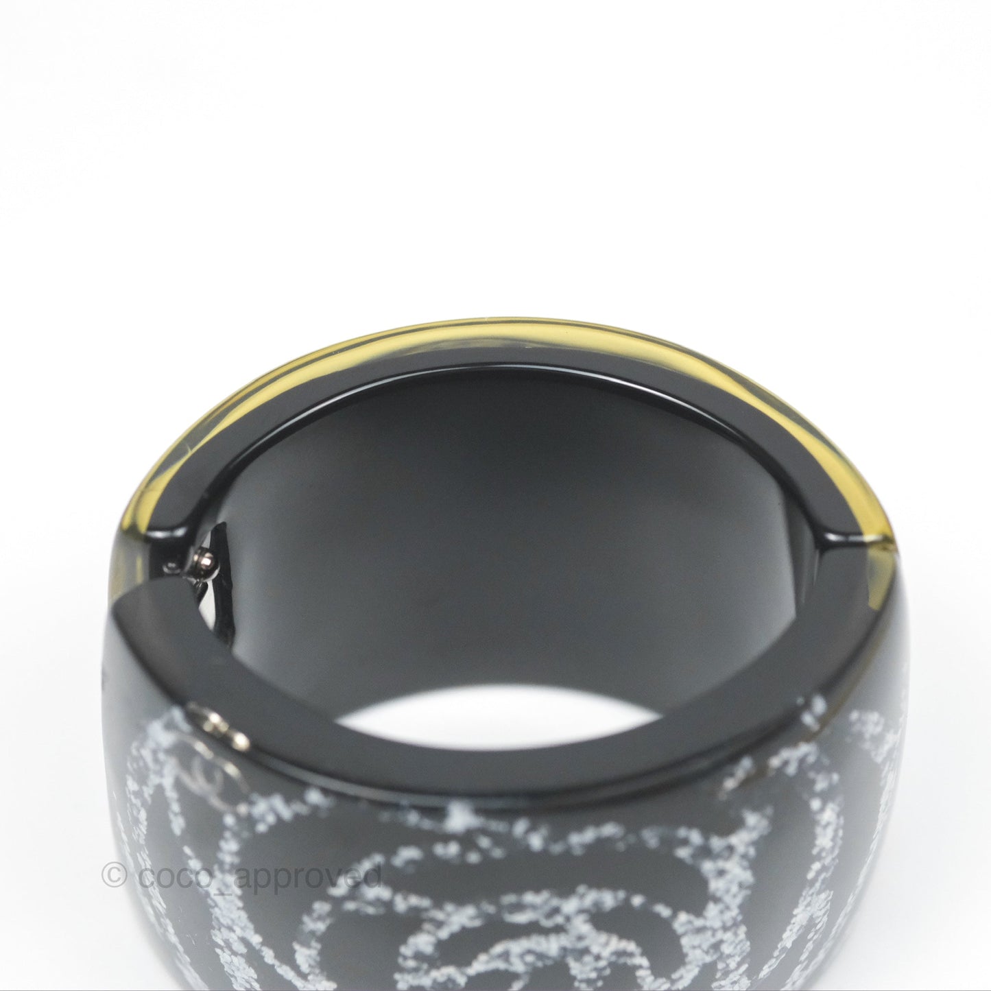 Chanel Sequin Camellia Resin Cuff Black 12A