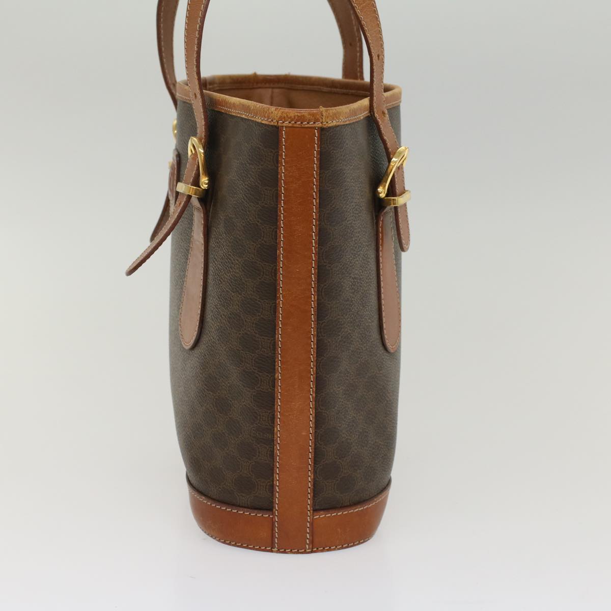 Luxury CELINE Macadam Canvas Shoulder Bag PVC Leather Brown  54110
