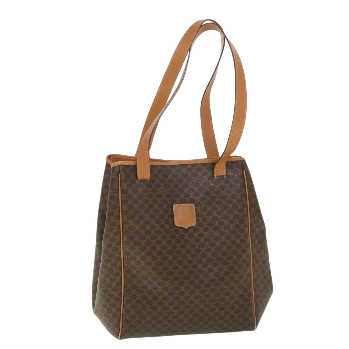 Luxury CELINE Macadam Canvas Shoulder Bag PVC Leather Brown  54112