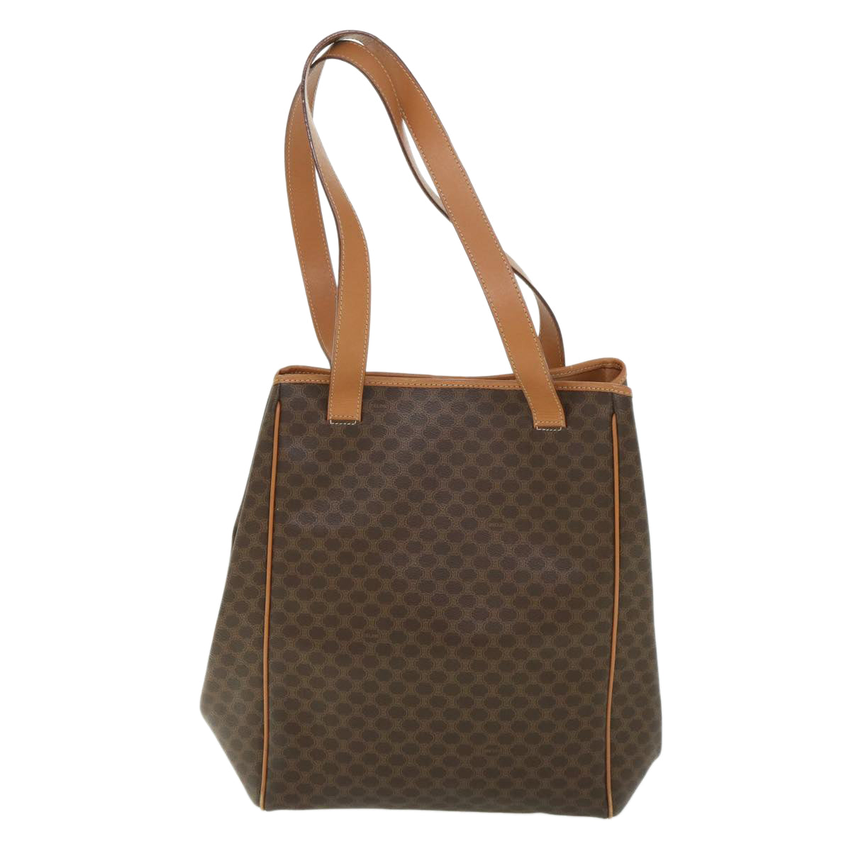 Luxury CELINE Macadam Canvas Shoulder Bag PVC Leather Brown  54112