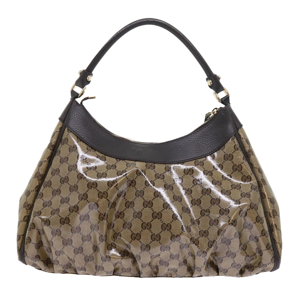 Luxury Gucci GG Crystal Shoulder Bag Leather Beige 327786  54114