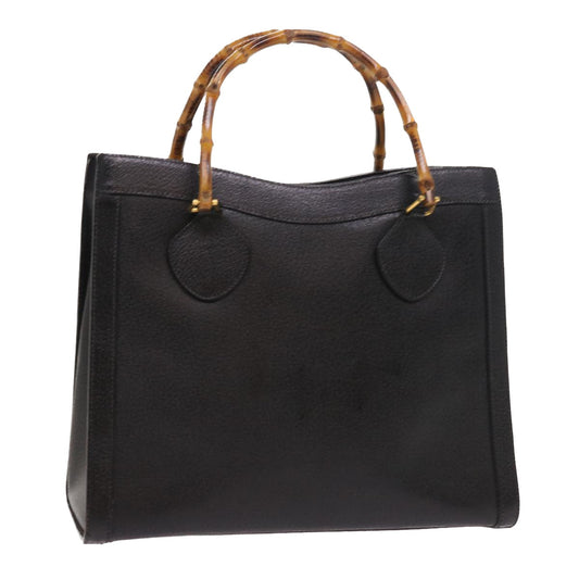 Luxury Gucci Bamboo Hand Bag Leather Black 002 1186 0260  54124