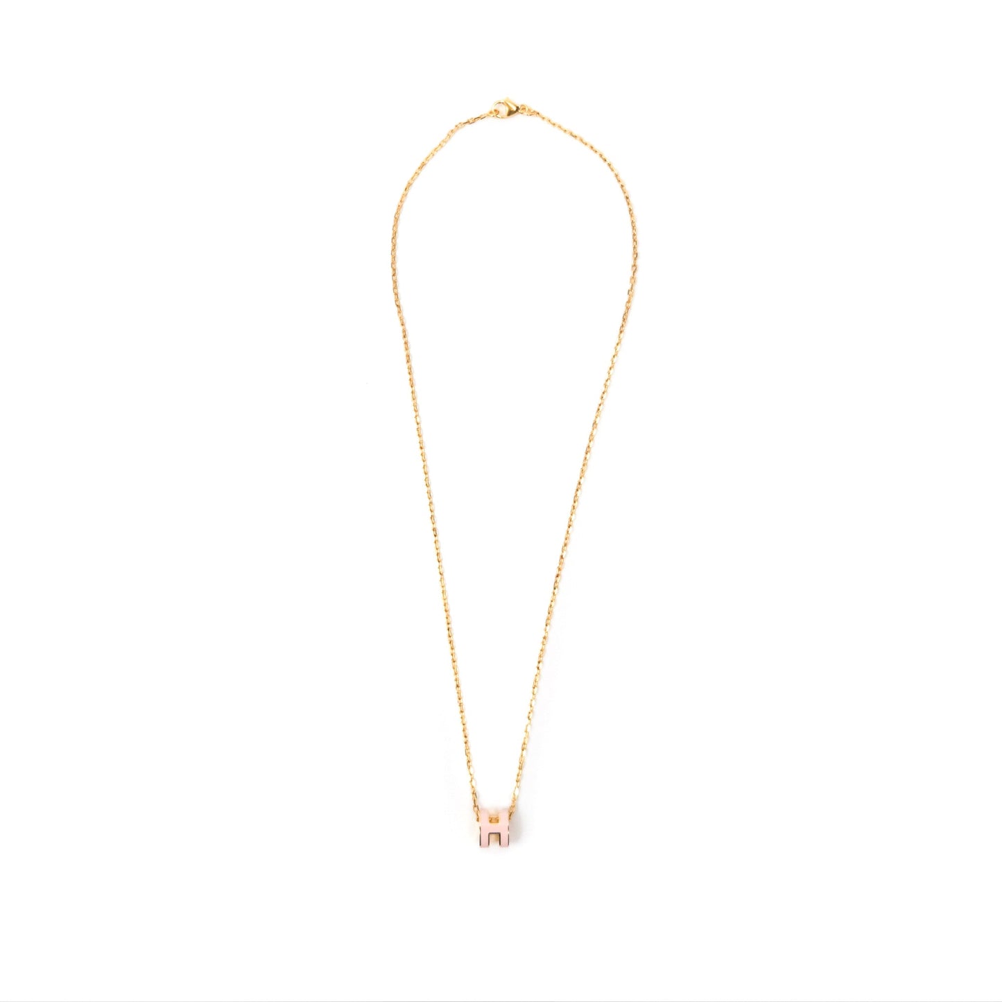 Hermès Mini Pop H Pendant Necklace Rose Dragee Gold Hardware