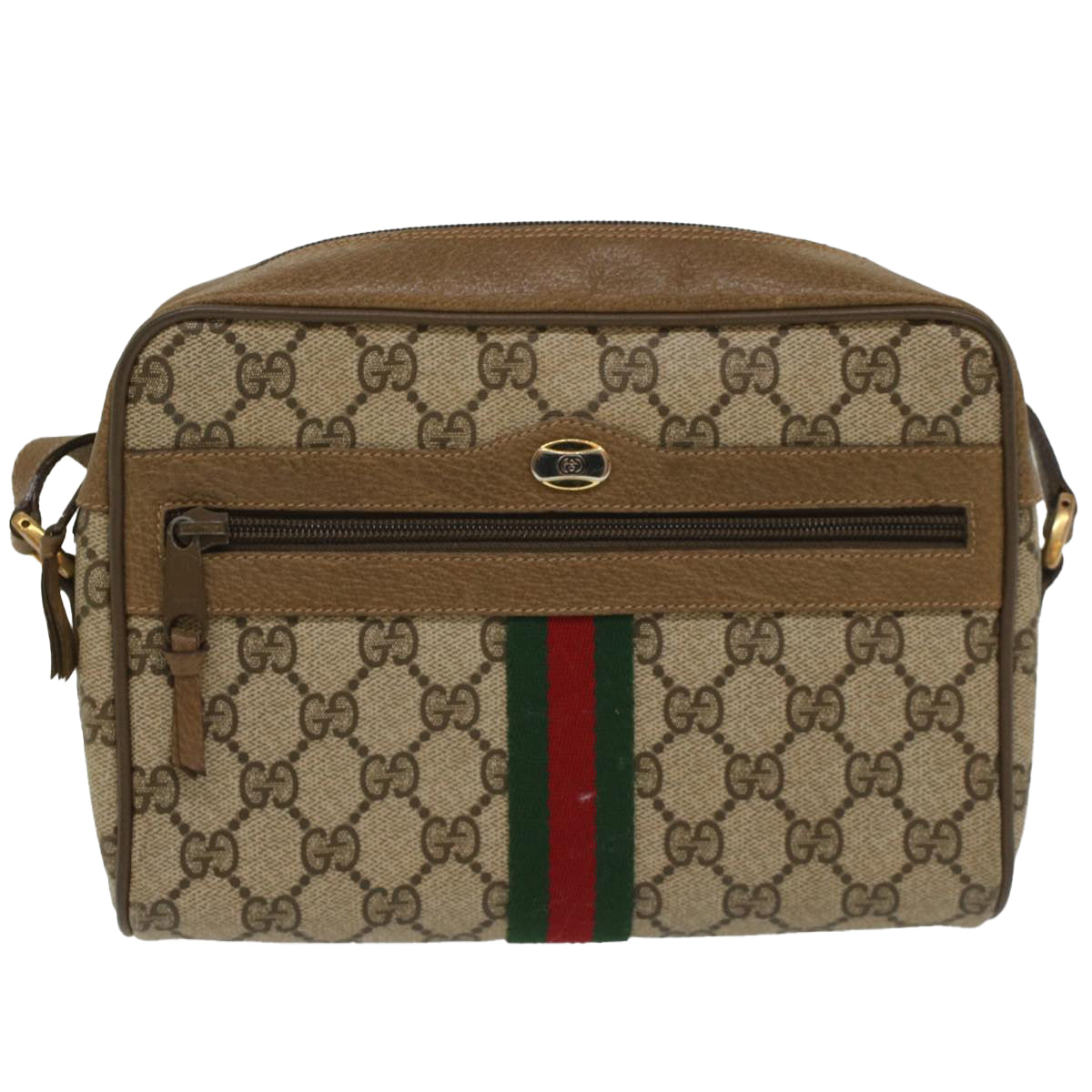 Luxury Gucci GG Canvas Web Sherry Line Shoulder Bag Beige Red 68 02 004  54127