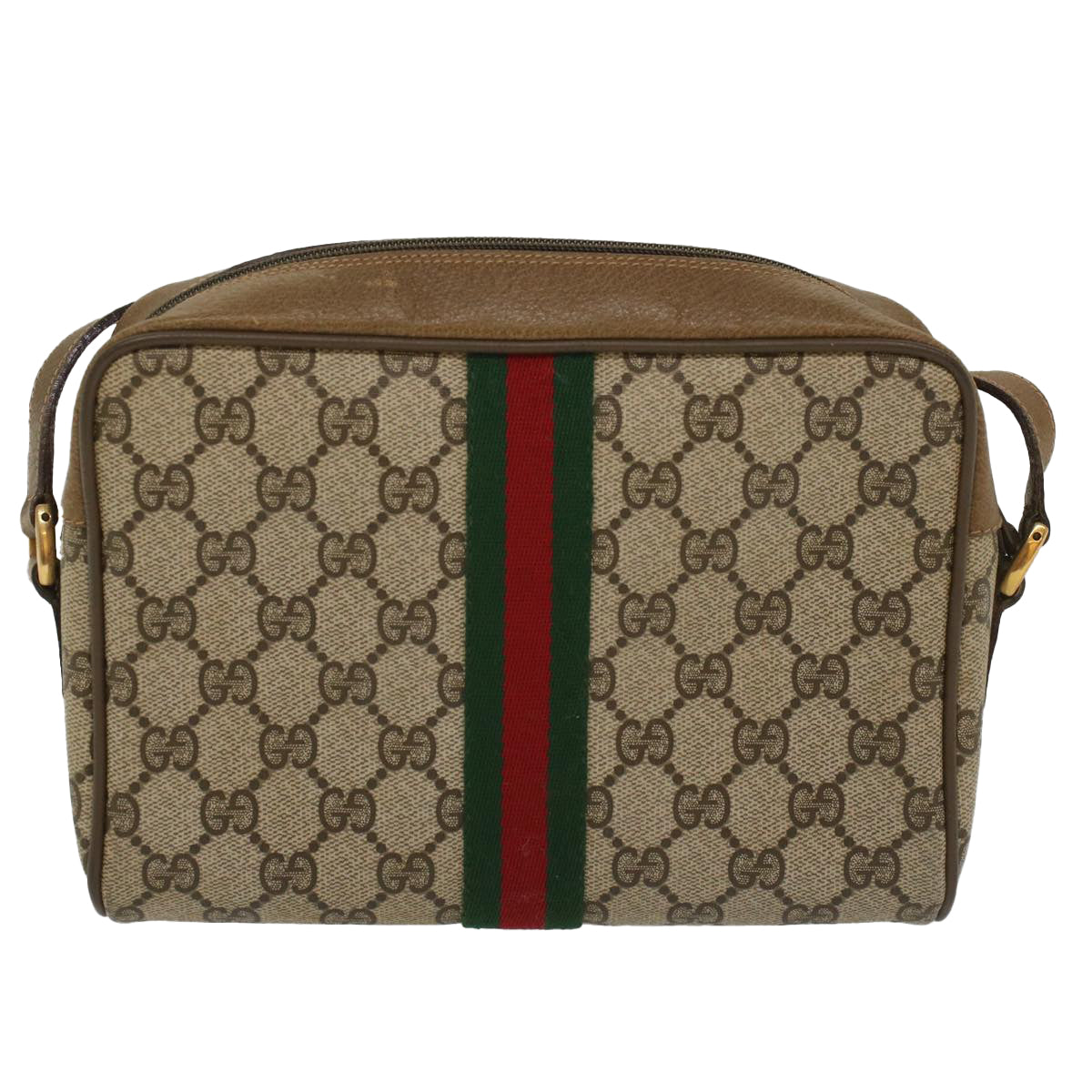 Luxury Gucci GG Canvas Web Sherry Line Shoulder Bag Beige Red 68 02 004  54127