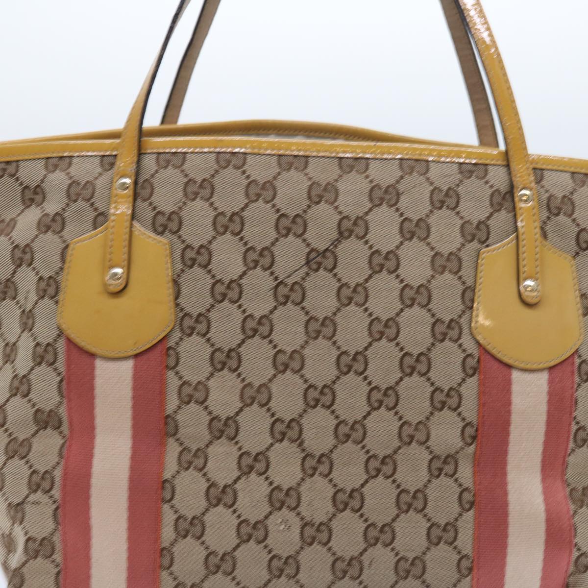 Luxury Gucci GG Canvas Sherry Line Tote Bag Beige Pink white 211970  54129