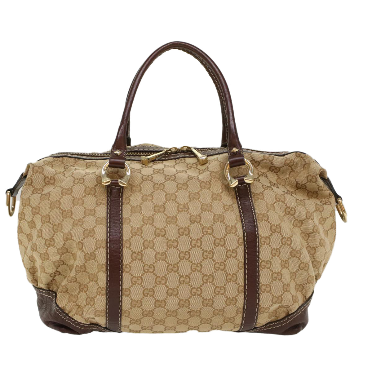 Luxury Gucci GG Canvas Hand Bag Leather Beige 189892  54132