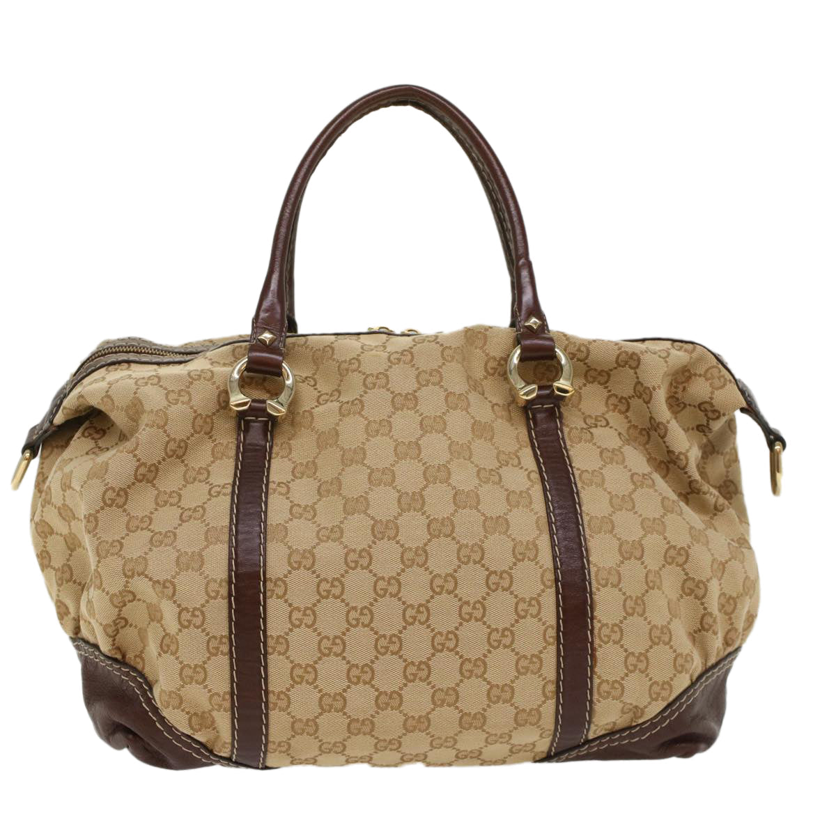 Luxury Gucci GG Canvas Hand Bag Leather Beige 189892  54132