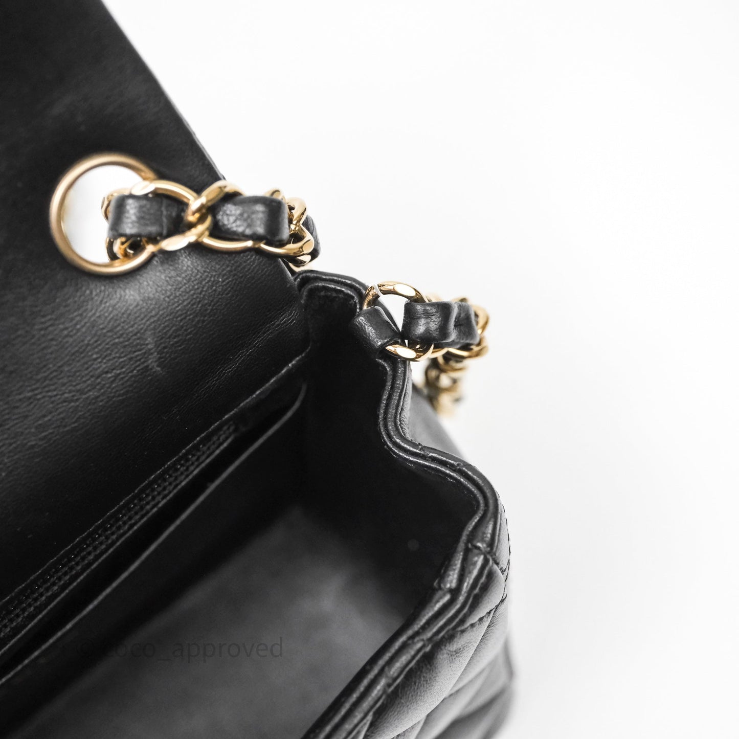 Chanel Mini Square Quilted Black Lambskin Gold Hardware