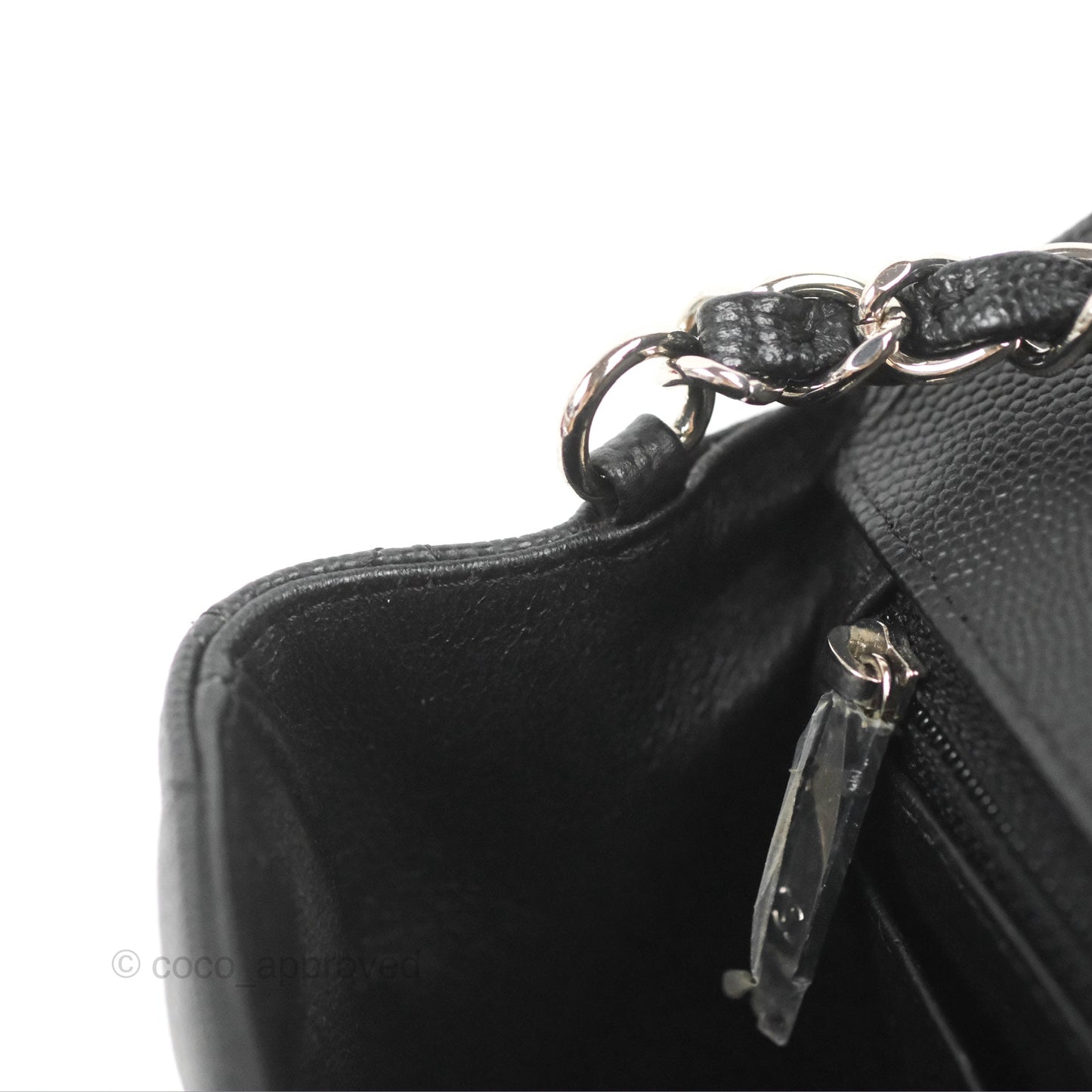 Chanel Quilted Mini Rectangular Flap Black Caviar Silver Hardware