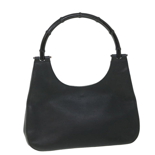 Luxury Gucci Bamboo Shoulder Bag Leather Black 001 3739 002053  54151