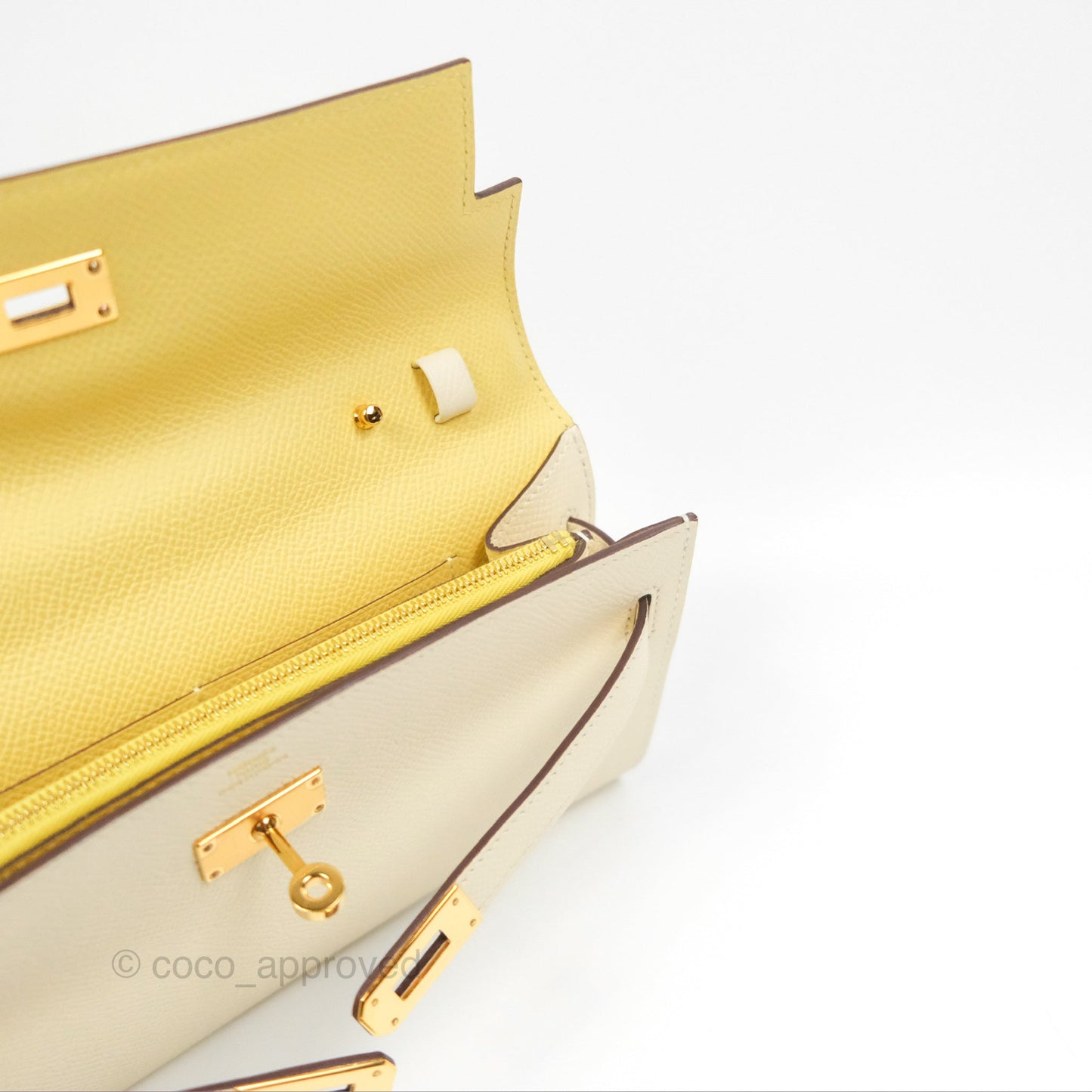 Hermès Kelly To Go Wallet Nata / Jaune Poussin Epsom Gold Hardware
